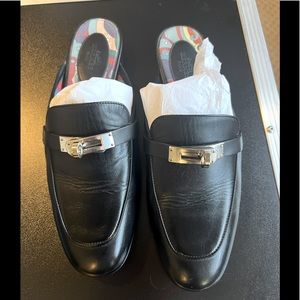 Hermes Oz Mules size 37 Black w/ palladium hardware